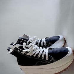 Material Girl Biliejoe Black Canvas High Top Platform Sneakers Gum Sole - 10