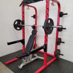 Commercial Squat Rack Adjustable Weight Bench and Olympic Weight Set