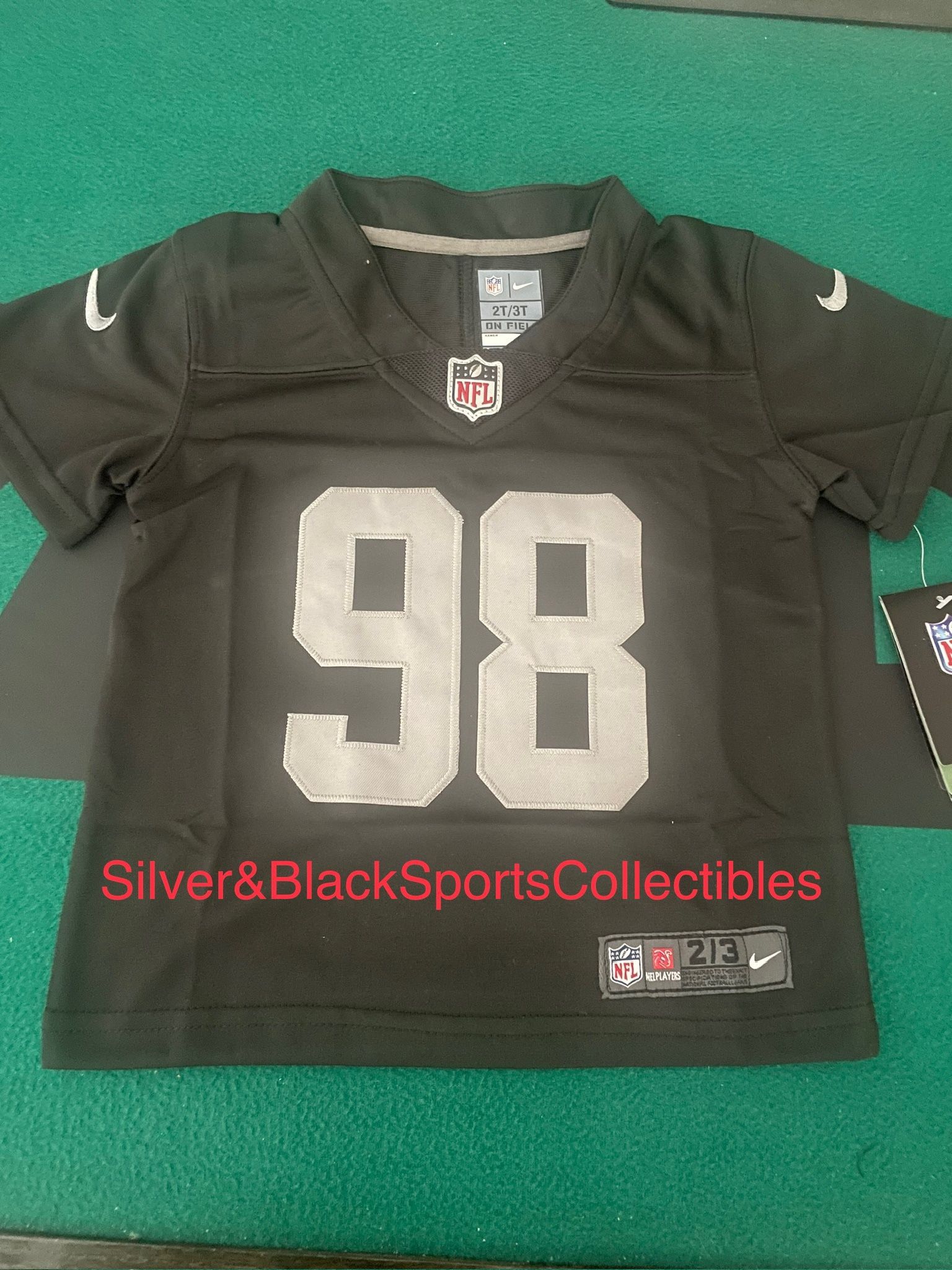 TODDLER STITCHED LAS VEGAS RAIDERS JERSEY SIZE 2T3T, 4T5T, 6T7T Ships Same Day If Ordered Before 3pm PST
