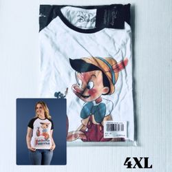 Cakeworthy Disney Pinocchio Raglan T-Shirt Unisex Size 4XL