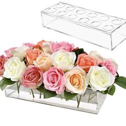 NEW IN BOX! 20-Pack Acrylic Flower Vases (12-Hole, Clear)