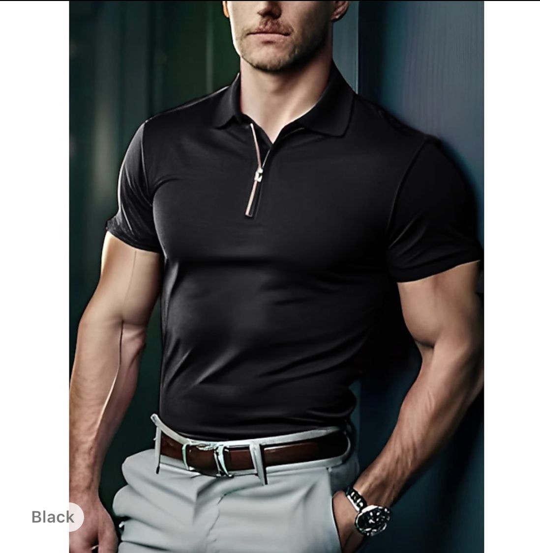 Men’s Zip Polo Shirt Casual