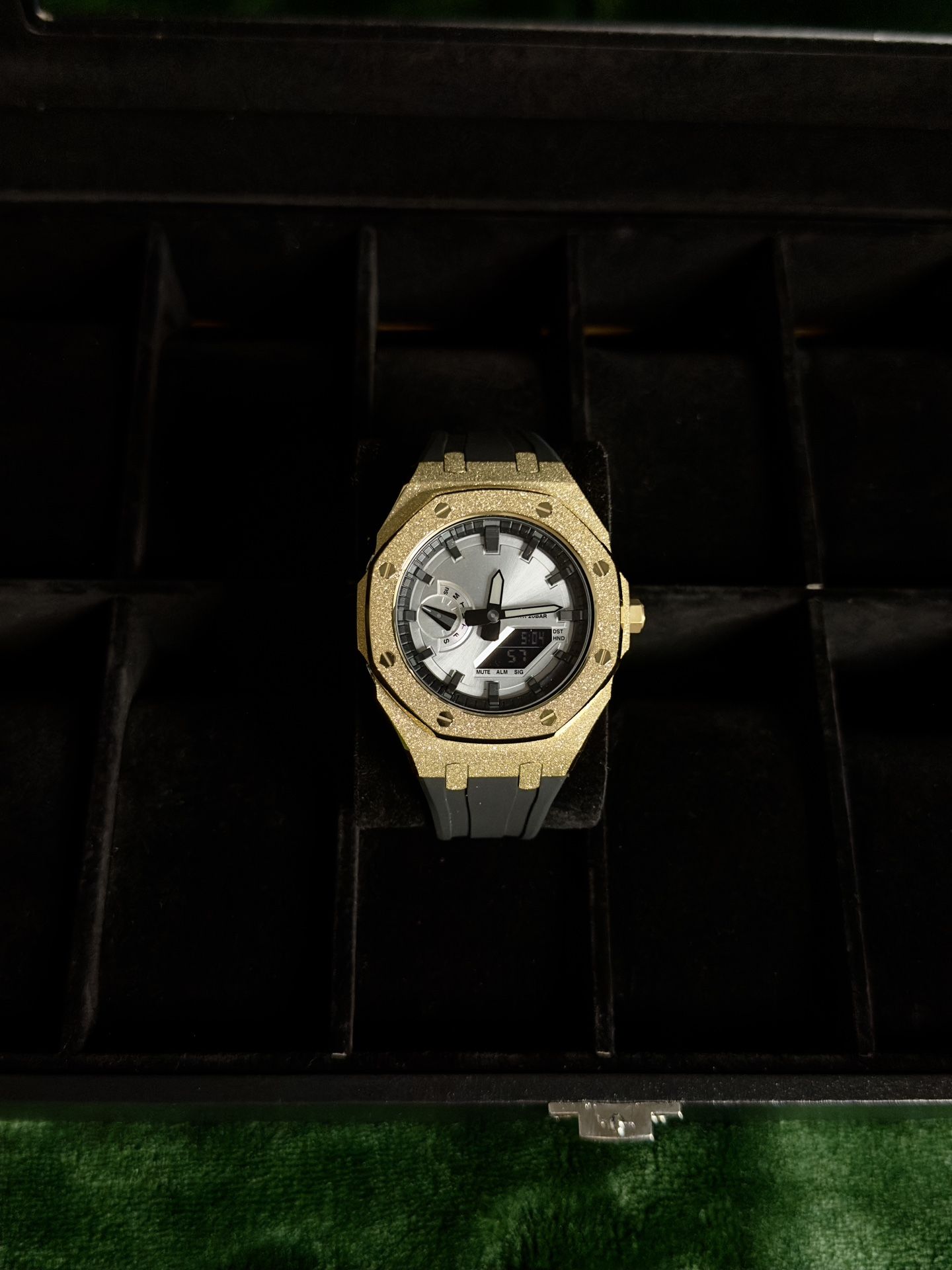Custom Built Men's G-Shock Watch Casioak Men's Wrist Watch, Black / Gold