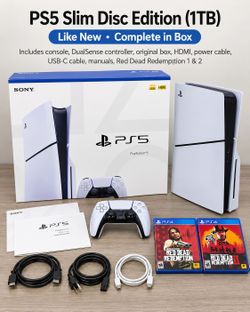PS5 Slim Disc Edition 1TB – Like New + Red Dead Redemption 1 & 2