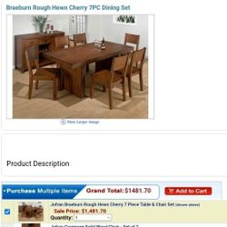 Solid Cherry Wood Dining Set Table Chairs Bench