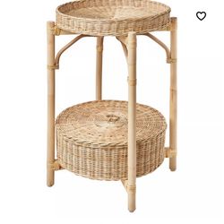 Pair of Rattan Side Tables/Nightstands With Storage