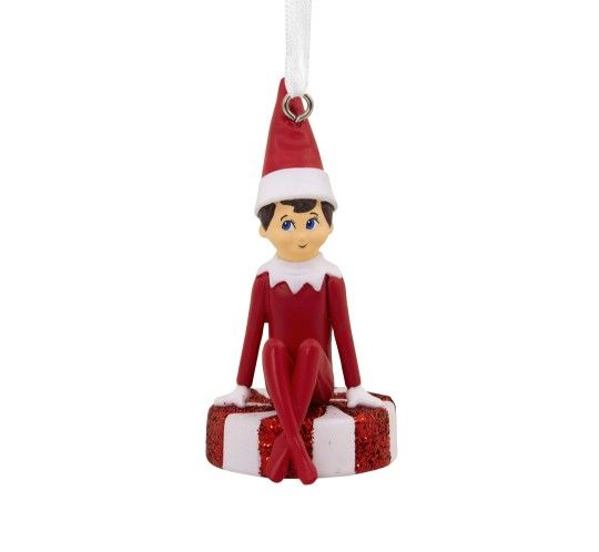 Hallmark Elf on the Shelf Scout Elf Sitting on Peppermint Ornament, 0.06lbs Christmas Ornament