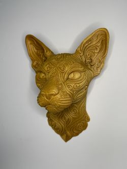 Sphynx Cat Wall-Head | 3D Printed Wall Decor
