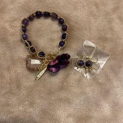 Purple Bracelet And Earring Set