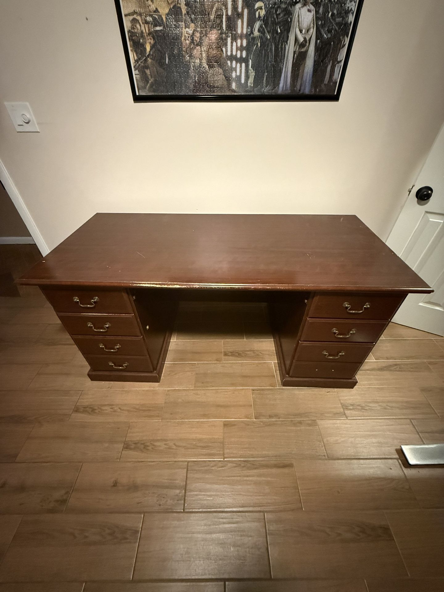 Office desk with filing cabinet