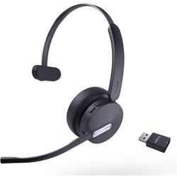 Yealink WH64 Hybrid with DECT Dongle, 492ft Range, 26 Talk Time Bluetooth Headset for Microsoft Teams, Zoom Skype Certified, Noise Cancelling Headset 