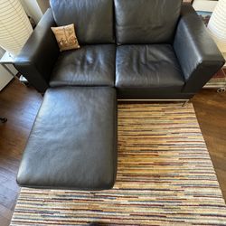 Leather Sofa With Ottoman