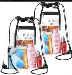 Clear drawstring bags - 2 pack