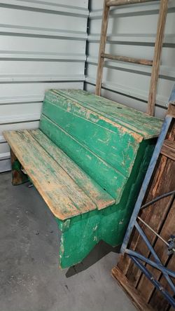 Vintage Handmade Wood Bench w/ Highback