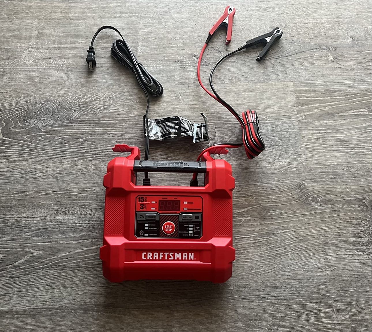 Craftsman 15-amp 12-volt car battery jump starter with digital display