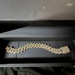 Rose Gold Cuban Style Bracelet Lab VVS  70 Grams 