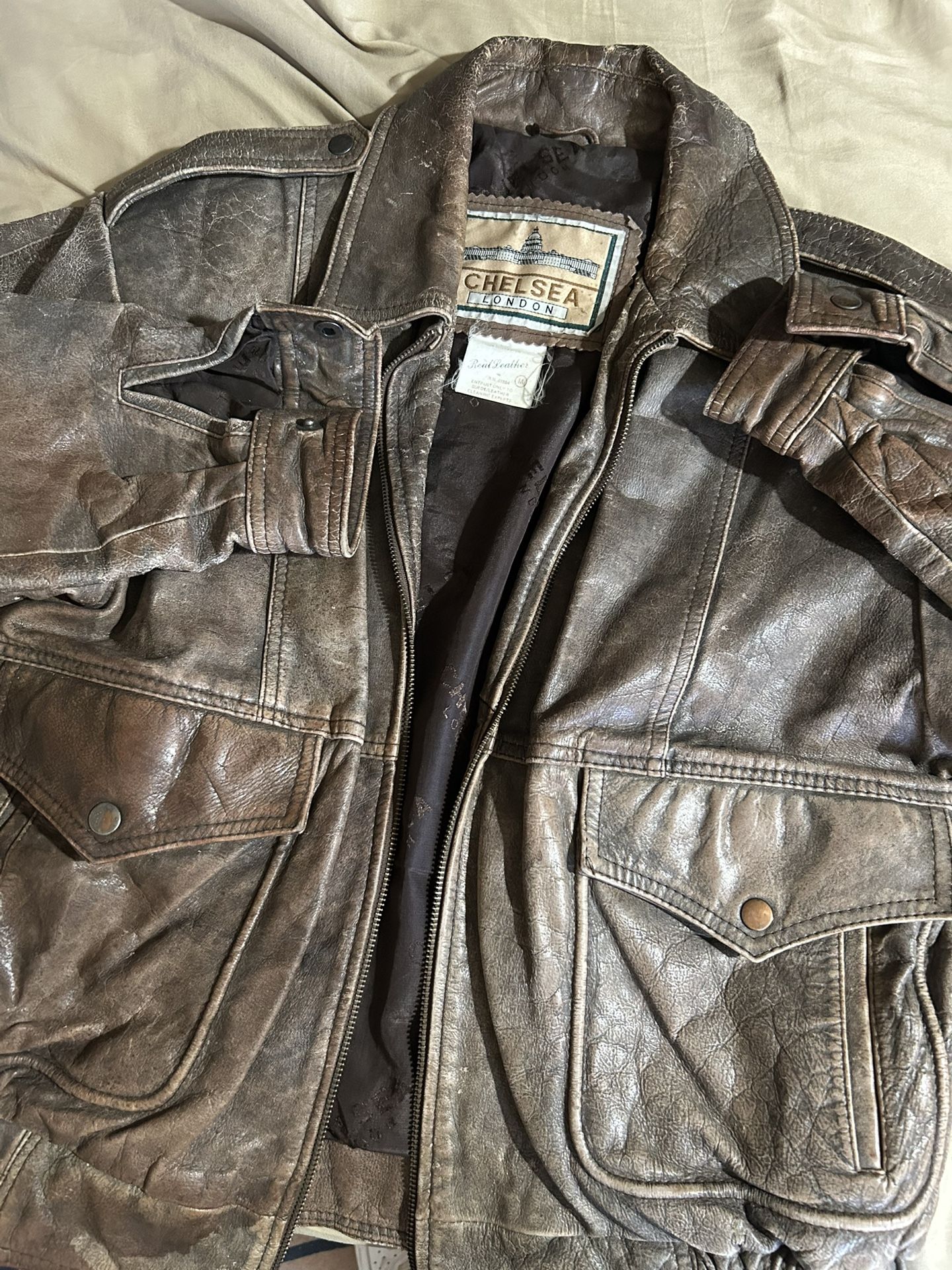Chelsea London Leather Bomber Jacket