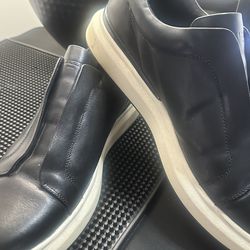 Karl Lagerfeld Paris Men's Leather Laceless Slip On Sneakers Shoes Black Sz 10.5