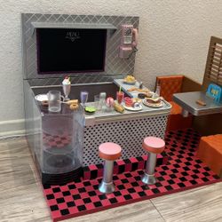Our Generation BITE TO EAT RETRO DINER For 18" OG /AMERICAN GIRL Doll 30 items Toy Play Food Set