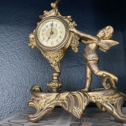 Antique Style Gilt Fairy, Victorian, Art Nouveau Mantel Clock