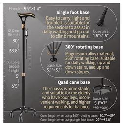 Smart Alarm Walking Cane for Men & Women, Telescopic and Adjustable Walking Sticks for Seniors, USB Direct Charge, with LED Light, One Cane for Three 