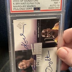 limited edition Kobe Bryant Gary Payton dual auto card with a print run of only  /100  PSA 7 with 10 auto
