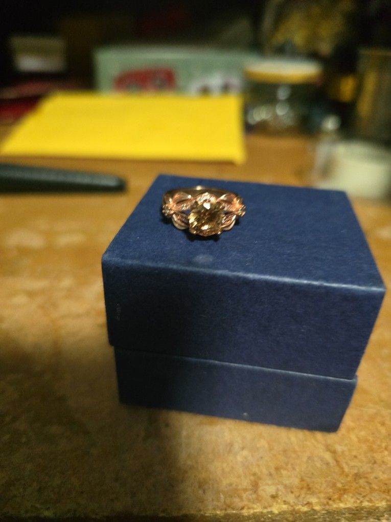 Size 6 Or 7 Citrine Ring With Rose Gold Band