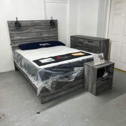 BAYSTORM GRAY PANEL BEDROOM SET(Bed, Dresser, Mirror, Nightstand)