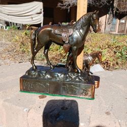 Nice Large Bronze Western Horse Sculpture Vintage.  T