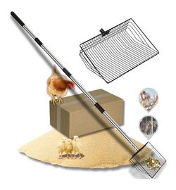 New 10inch Large Metal Chicken Poop, Chicken Poop Scooper for Sand with Adjustable Stainless Steel Handle, Chicken Coop Scooper for Sand Suitable for 