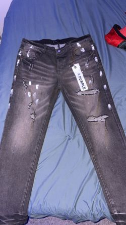 Purple jeans black with white splattering