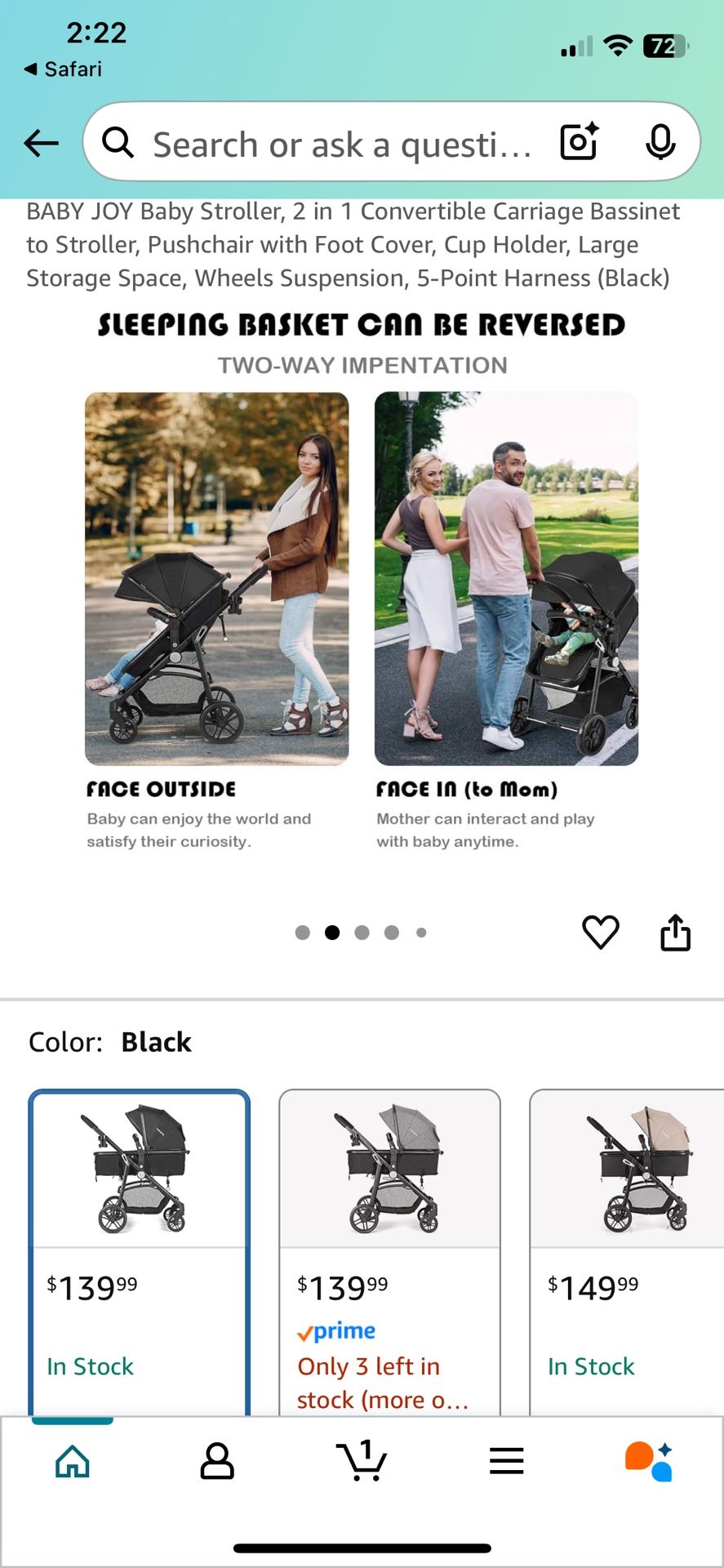 Baby Joy Stroller/bassinet