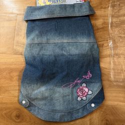 Dolly Doggy Parton Blue Denim Jacket with Collar for Dogs, Medium