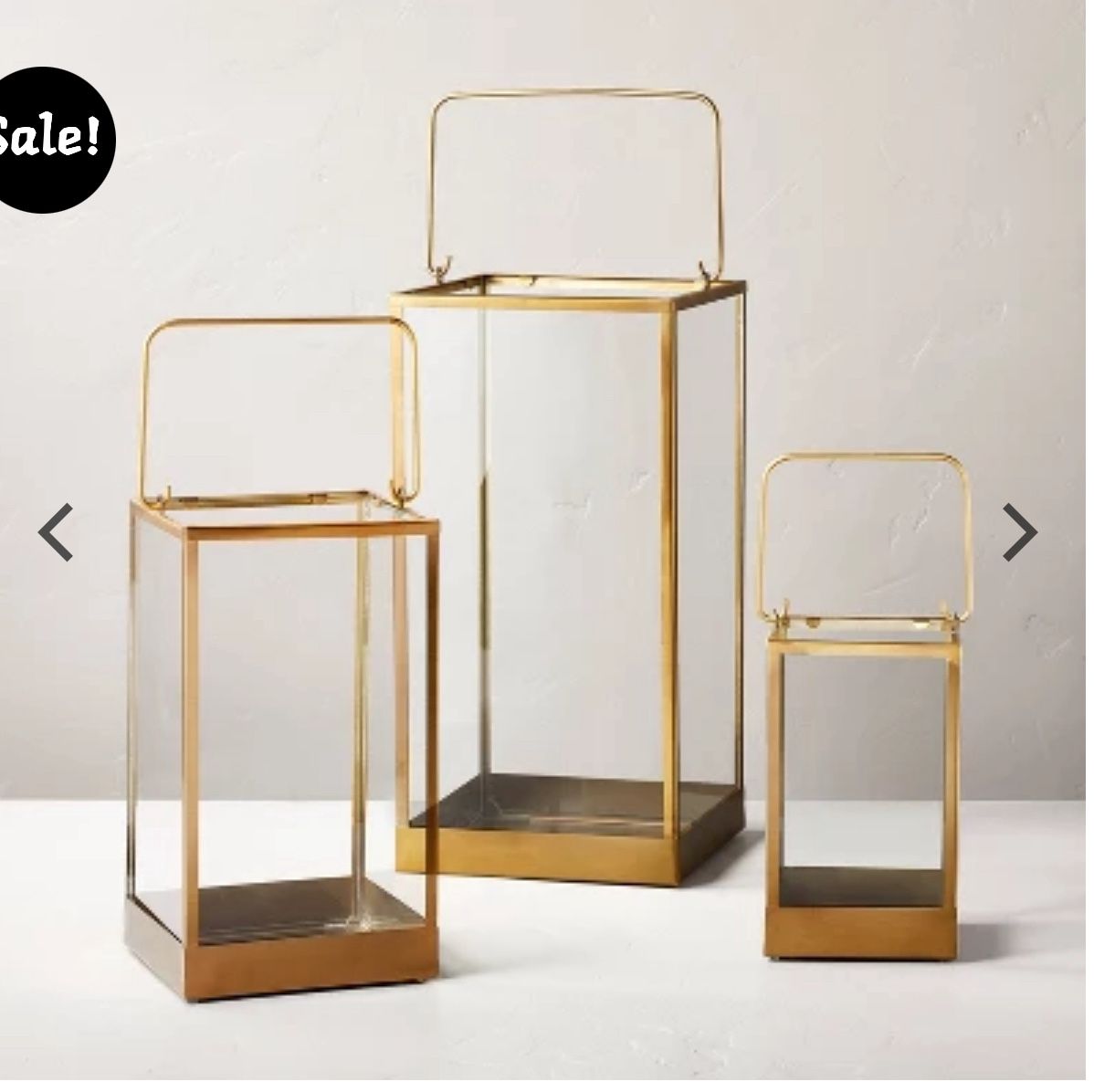Large 20” Square Metals Glass Pillar Candle Lantern