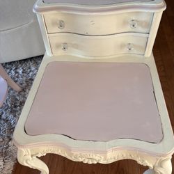 Shabby Chic Pink And Off White End Table 