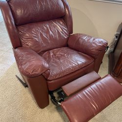 Free brown leather chair, recliner