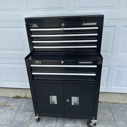 Husky Toolbox Ball Bearing Drawers Top and Bottom Chests Black