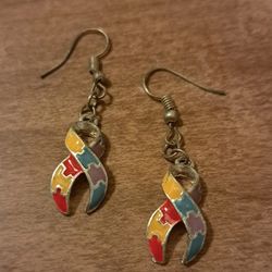 Autism Awareness Ribbon earrings handmade