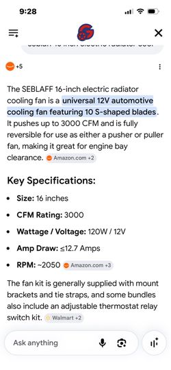 16 in electric radiator fan