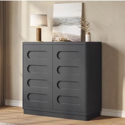 Black Storage Cabinet with 3 adjustable shelves sideboard cabinet/ side cabinet for room or kitchen