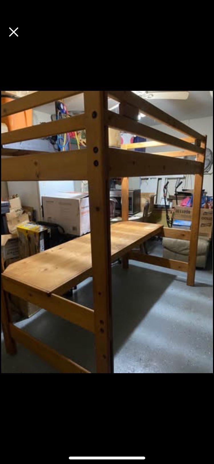 Solid Wood Loft Bed W/ Desk And Bookshelves