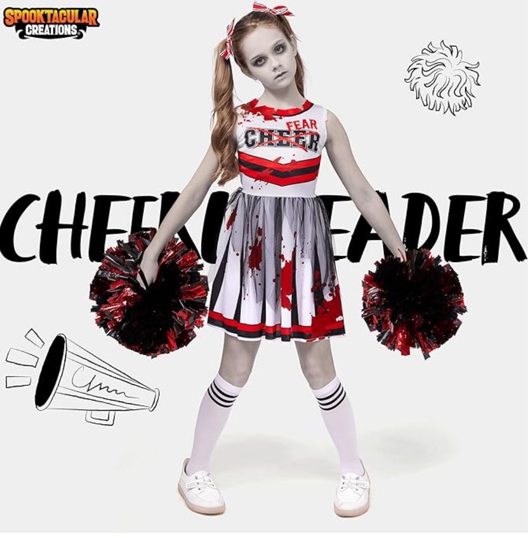 Spooktacular Creations Halloween Zombie Cheerleader Costume for Girls