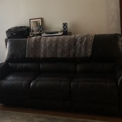 Leather Sofa with Two Reclining Seats 