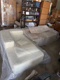 104" Cloud Sectional Couches for Living Room,L Shaped Boneless Couch in A Box,Sleeper Sofa with Comfy Chaise No Assembly Required,Camel