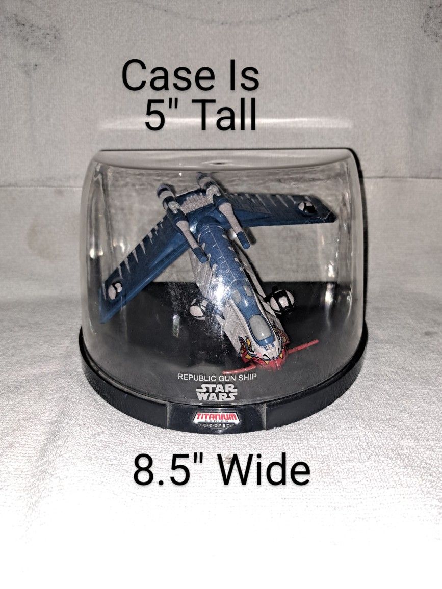 2005 Star Wars Titanium Series Die-cast Republic Gun Ship Tiger Shark In Display Case From Galoob