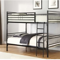 New in box Twin / Twin Convertible Metal Bunk Bed with mattresses
