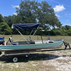 14 Ft Aluminum V Hull Boat with Trailer and Bimini