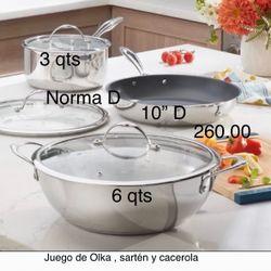 Juego De Olla de 3 Qts Cacerola De 6 Qts Y Sartén De 10” D Nuevos  En Sus Cajas 🌺 Princess House 🌺