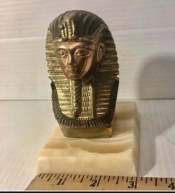 Authentic Marble And Metal Art Tutankhamen Figurine 