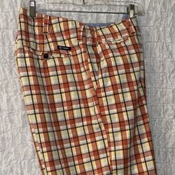 Chaps: Plaid Flat Front Shorts, Cotton, Size: 34